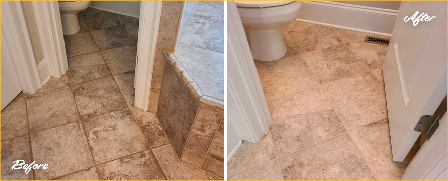Bathroom Before and After a Fantastic Grout Sealing in Williamsburg, NY