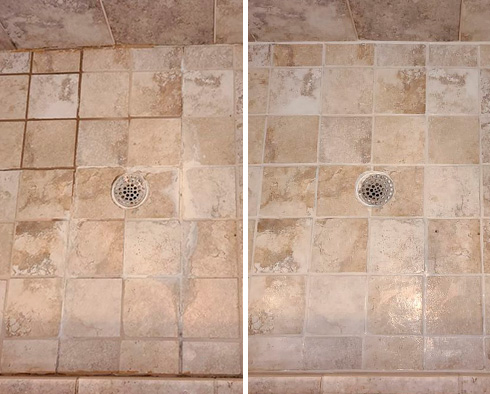 Shower Before and After a Grout Sealing in Williamsburg, NY