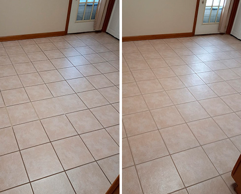 Floor Before and After a Grout Cleaning in Bay Ridge, NY
