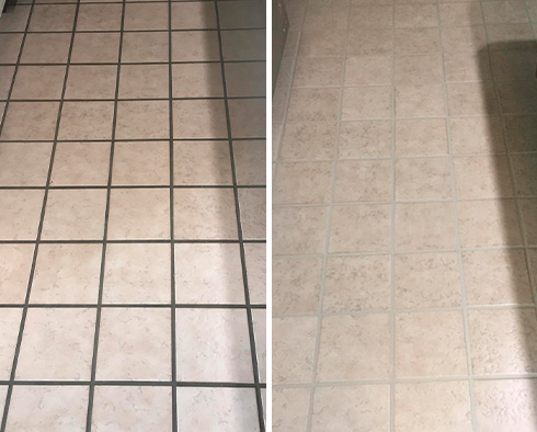 Floor Before and After a Grout Sealing in Carroll Gardens, NY