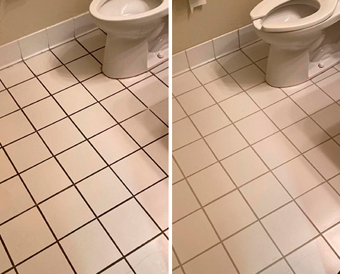 Floor Before and After a Grout Cleaning in Brooklyn Heights, NY