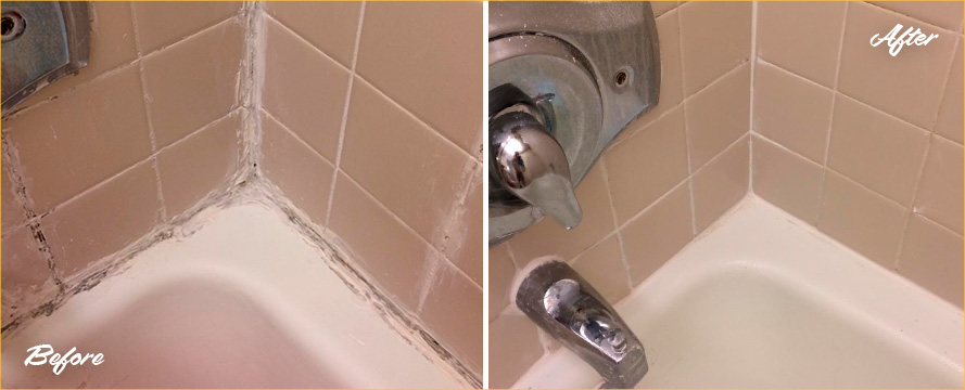Shower Before and After Our Superb Caulking Services in Flatbush, NY