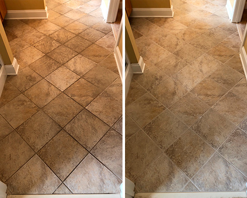 Floor Before and After a Tile Cleaning in Williamsburg, NY