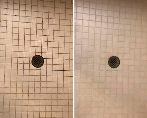 Shower Before and After a Grout Cleaning in Williamsburg, NY