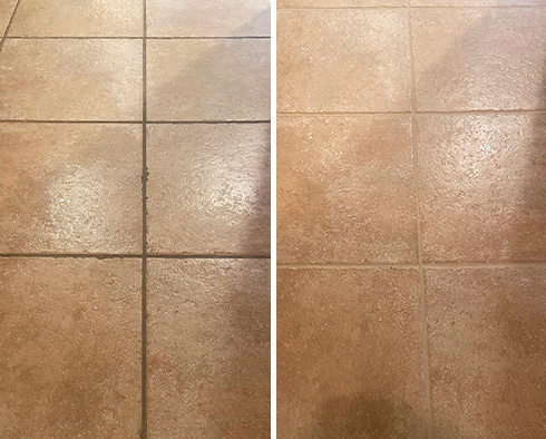 Floor Before and After a Grout Cleaning in Williamsburg, NY