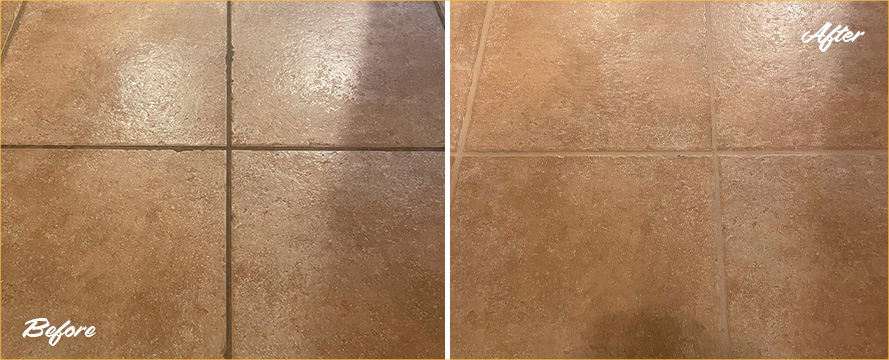 Floor Before and After a Remarkable Grout Cleaning in Williamsburg, NY